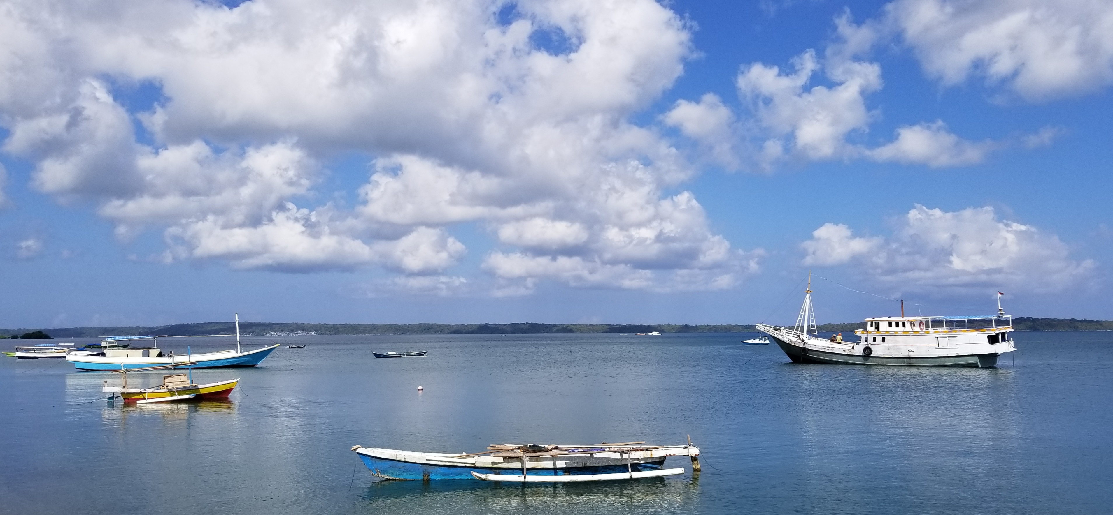 Image of four types of fishing boats on the water